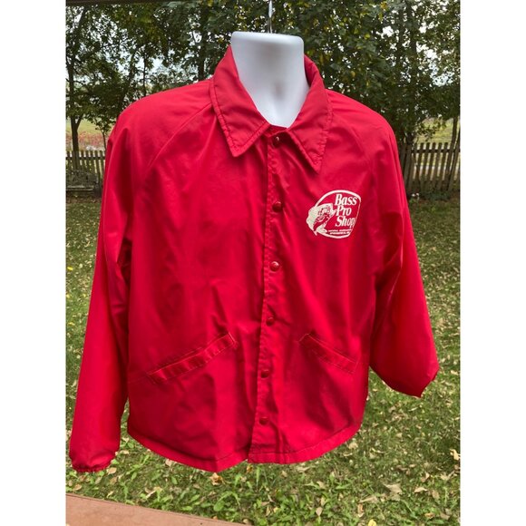 Bass Pro Shops Vintage Swingster Red Jacket M Snap Button Nylon Made In USA - Picture 1 of 9